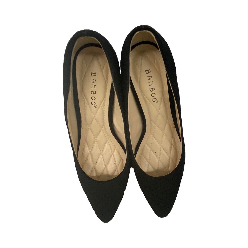 BAMBOO Black Pointed Toe Flats